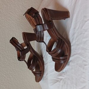 Sonoma Brown Vegan Leather Platform Heel Sandal Fiona, Womens Size 6